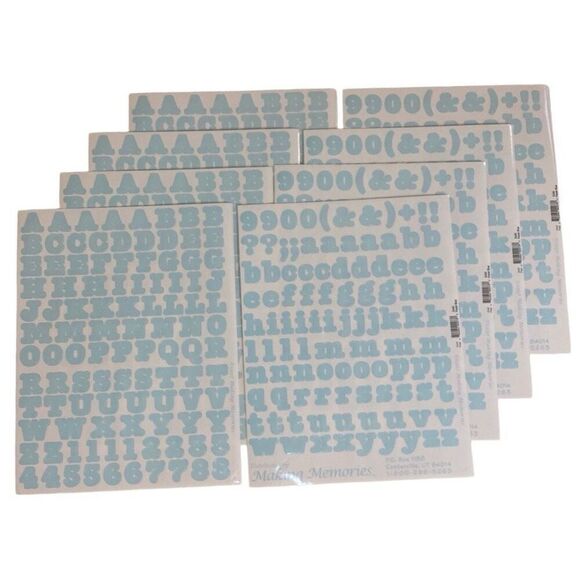 VTG 1997 Making Memories Stickers Letters Numbers Symbols 8 Sheets Pastel Blue - Picture 1 of 6
